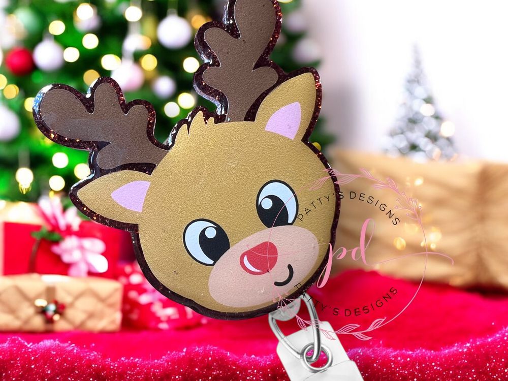 Reindeer Badge Reel, Badge Holder, ID Holder