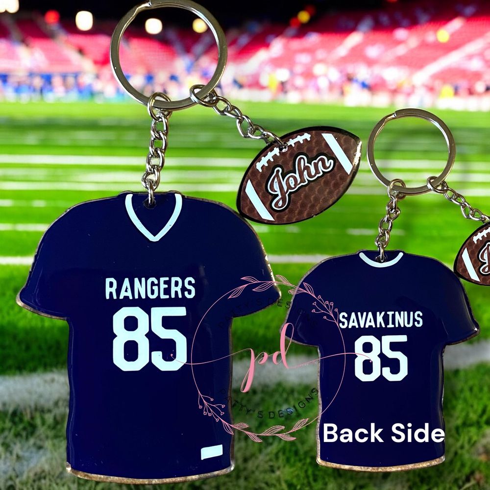 Personalized Football Jersey and Football Keychain