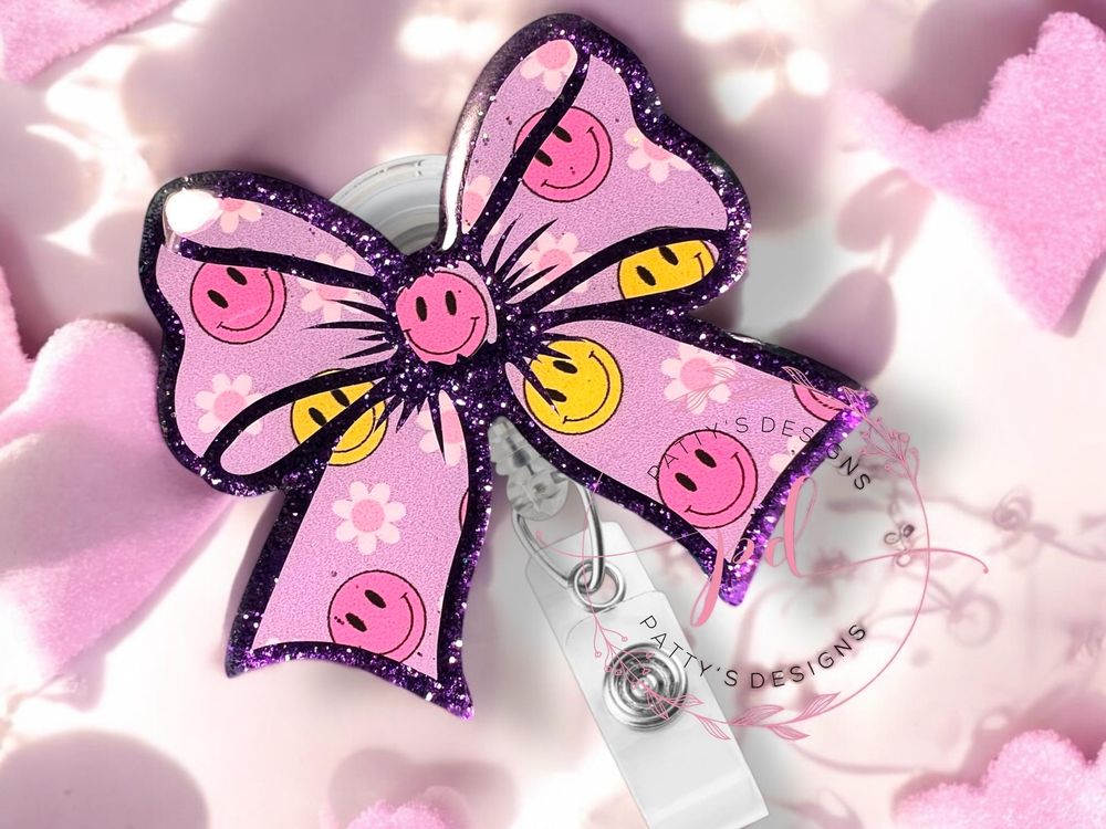 Blue and Green Bow Badge Reel