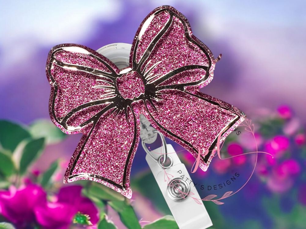 Purple and Silver Bow Badge Reel