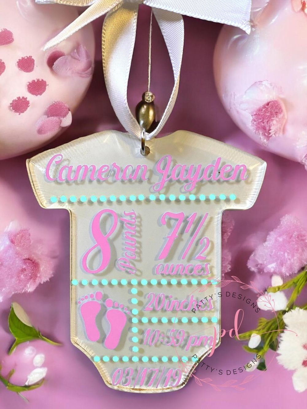 Baby Onesie Ornament, Birth Announcement, Newborn Baby, Baby...