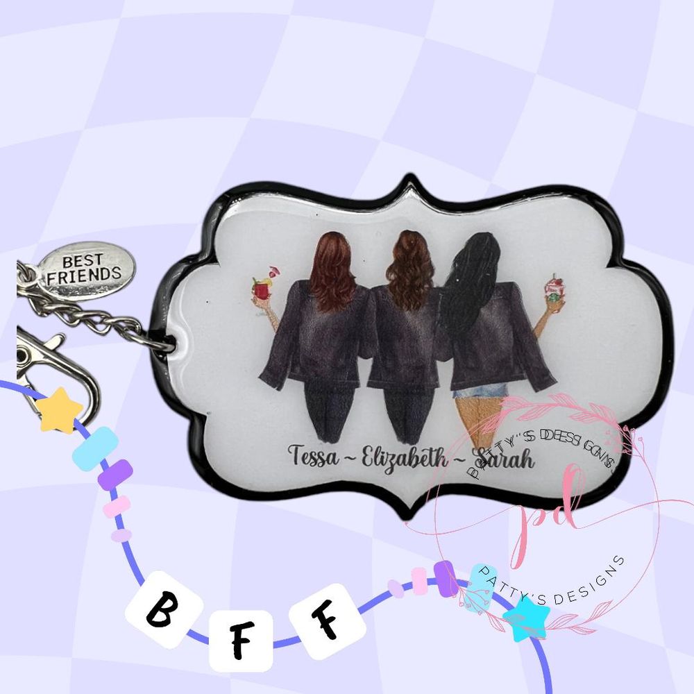 Best Friend Trio Keychain, BFF Trio Keychain, 3 Friends Keyc...