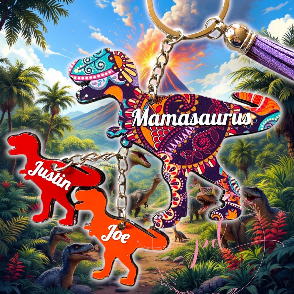 Mamasaurus Rex and Baby T-Rex Keychain